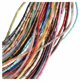 3*6mm小圆管珠天然玛瑙绿东陵虎眼石木纹石 手工diy饰品配件配饰