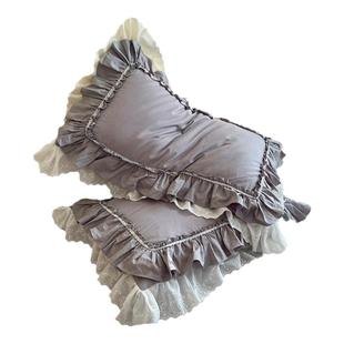 新疆棉韩版公主蕾丝花边纯棉枕套一对一只单双人荷叶边枕头套枕巾