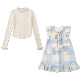 织物猪 可可信笺 日杂甜美风小飞袖背心裙女小个子可爱减龄短裙子