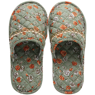 环保纯棉布吹气底布艺木地板居家室内拖鞋秋冬季情侣男女软底无声