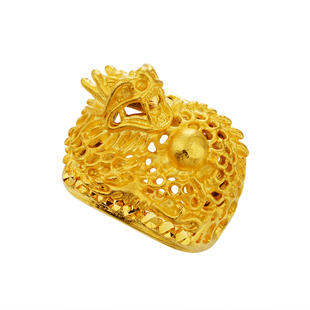 越南沙金霸气龙形戒指镀金开口戒子男士仿真黄金镂空图腾久不褪色