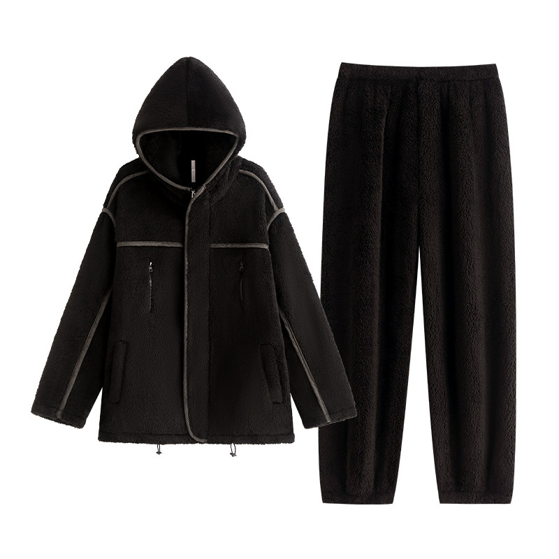悦内睡衣女秋冬季冬装法兰绒加绒加厚珊瑚绒家居服保暖休闲可外穿