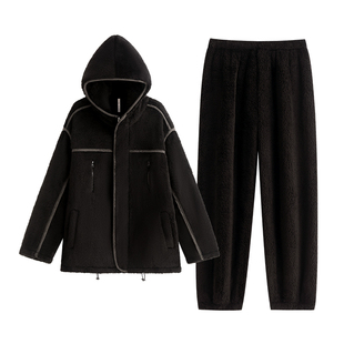 悦内睡衣女秋冬季冬装法兰绒加绒加厚珊瑚绒家居服保暖休闲可外穿