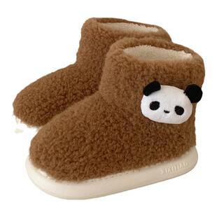 细细条 少女心可爱熊猫仿羊羔毛棉鞋女冬保暖加厚百搭时尚雪地靴