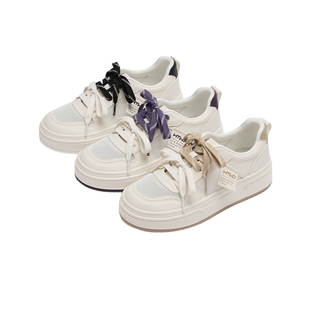 热风厚底小白鞋女款2025年春秋新款网面透气板鞋百搭增高休闲鞋子