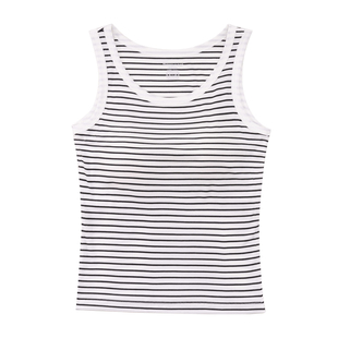 三枪背心女带胸垫一体式无钢圈条纹打底高弹内搭bra吊带外穿上衣