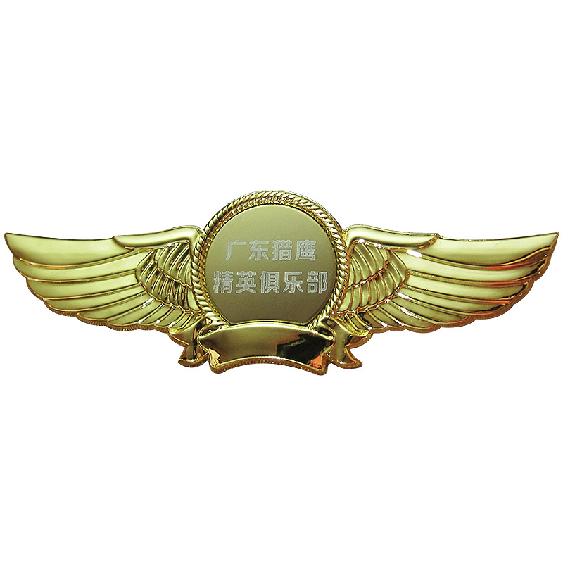 定制海底捞金鹰牌翅膀胸牌徽章团队勋章销售服务餐饮保险员工胸章