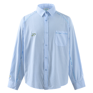 NARTALIY星芒代码三针五线竖条纹衬衫简约男女春刺绣休闲长袖开衫