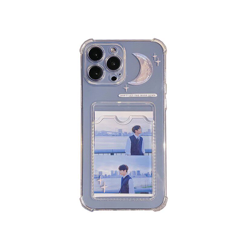原创月亮卡包照片手机壳透明适用苹果17promaxPhone16pro华为mate40p50