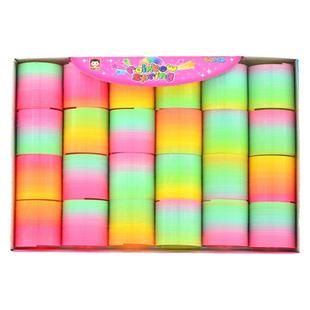 新渐变彩虹圈彩虹圈塑料弹簧圈魔术圈叠叠乐地推地摊小卖部玩具