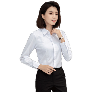 冬季女士长袖保暖衬衫加绒加厚职业上班正装工作服韩版女装白衬衣