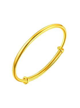 金包银黄金手镯女款金手镯999足金金镯子素圈光面推拉活口可调节