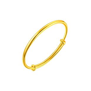 金包银黄金手镯女款金手镯999足金金镯子素圈光面推拉活口可调节