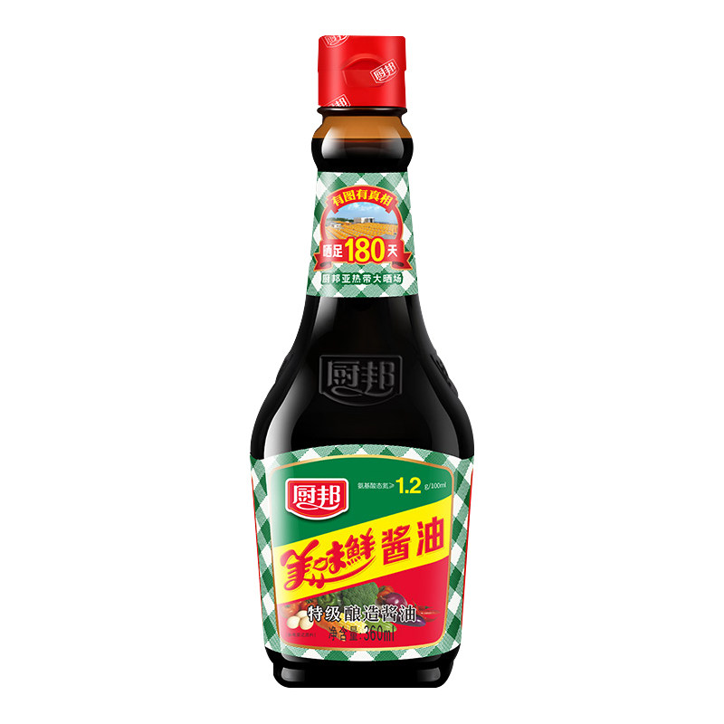 厨邦美味鲜特级酿造酱油360ml瓶装 烹饪凉拌炒菜生抽凉拌调味品