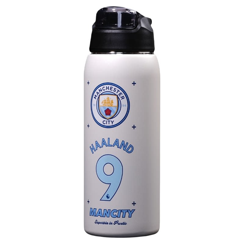定制足球周边水杯曼城哈兰德学生保温杯316内胆球迷用品纪念品