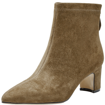 NineWest/玖熙绒面粗跟弹力靴女