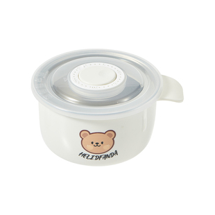 儿童餐碗304不锈钢小学生儿童防摔防烫带盖饭碗叉勺宝宝辅食汤碗