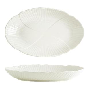 陶瓷纯白鱼盘家用蒸鱼盘烤鱼大号装鱼盘新款菜盘椭圆形盘子深鱼盘