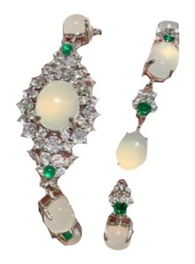 荔枝冻白玉髓富贵花蛋形宝石手链 水灵水灵 公主笑白玉髓花朵项链