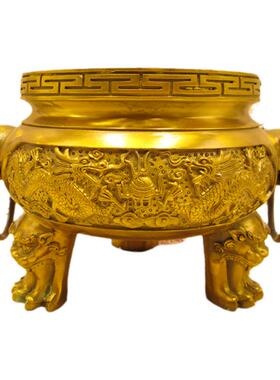 纯铜香炉摆件龙纹香炉