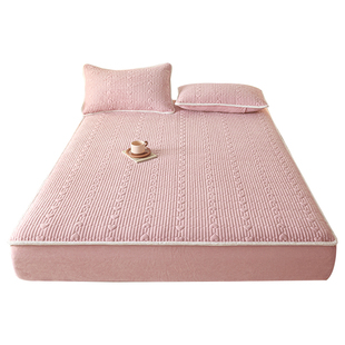 婴儿绒夹棉床笠 单件加厚保暖床垫罩冬新款牛奶绒防滑床套150x190