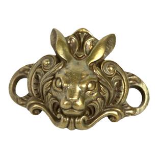 杂良社原创-新款原创黄铜兔头鞋扣吊坠卯兔十二生肖兔年挂