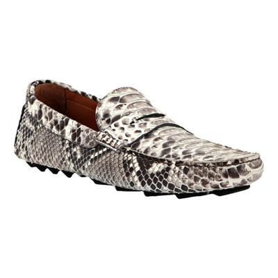 PhilippPlein男鞋米色经典休闲蟒蛇皮纹莫卡辛鞋乐福鞋