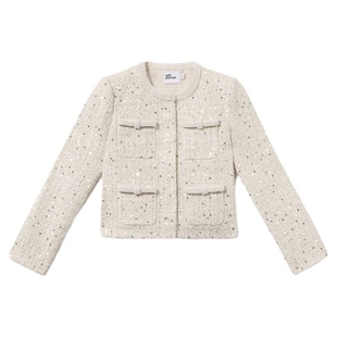 self-portrait 2026早春新款象牙白亮片粗花呢小香风外套上衣