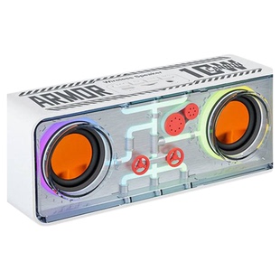 双喇叭透明机甲无线蓝牙音箱赛博朋克风炫彩灯小钢炮低音振膜音响