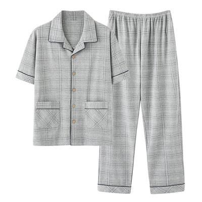 帕兰朵纯棉开衫加大码睡衣男夏季