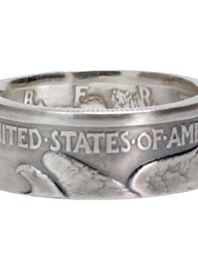 屾唐制造真银币90银情侣做旧戒指