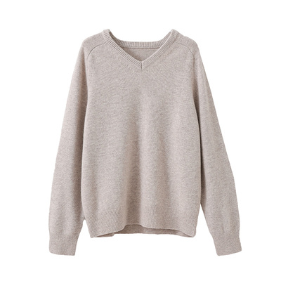 popchrio软糯羊毛v领套头毛衣