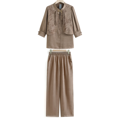 妈妈装夏装时尚国风两件套小衫女