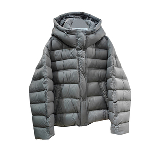 灰色排骨连帽羽绒服女装新款韩系高充绒量90白鸭绒时尚保暖外套潮