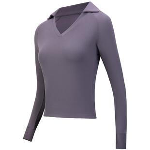 skyhand 瑜伽服女春秋健身服运动上衣长袖设计感V领训练跑步上装