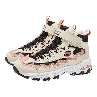 Skechers斯凯奇女童加绒保暖轻便老爹鞋运动休闲短靴303952L/WBPK