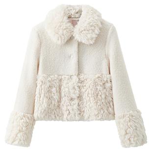 夕蒙2026新款冬季设计感小众高级感小个子羊羔毛毛领毛绒白色外套