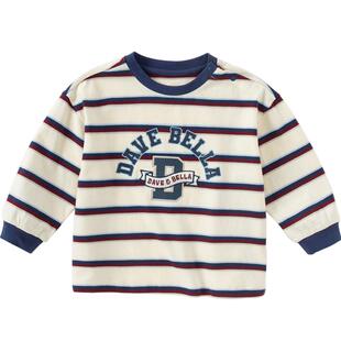 戴维贝拉儿童长袖T恤2026春装新款男童休闲纯棉上衣条纹打底衫
