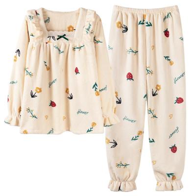 明星同款睡衣女款长袖珊瑚绒冬季