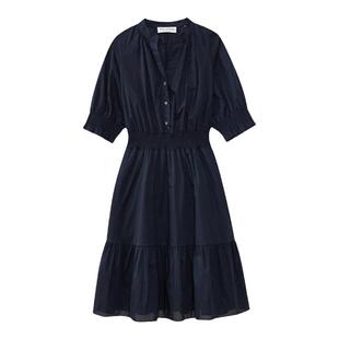 Marc O'Polo/MOP 夏季新款时尚新中式印花司马克腰气质中袖连衣裙