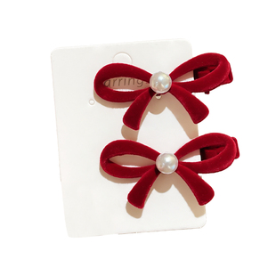 新年红色蝴蝶结儿童发夹女2025新款女童刘海夹子侧边发卡过年头饰