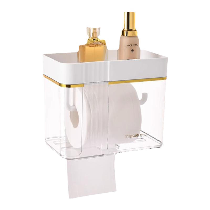 卫生间纸巾盒厕纸置物架厕所纸盒家用免打孔创意防水抽纸盒卷纸筒