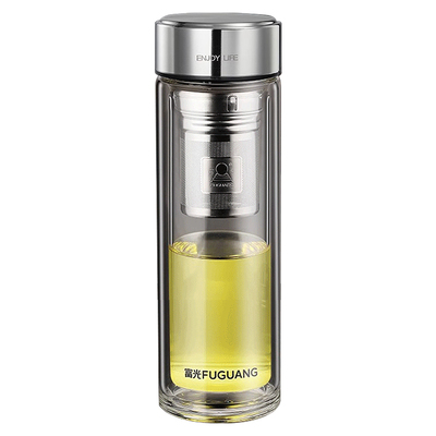 富光双层玻璃杯大容量家用耐高温水杯便携泡茶杯男女车载定制杯子