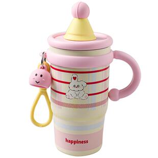 舍里可爱卡通304不锈钢保温杯冰霸杯大容量学生吸管水杯生日礼物