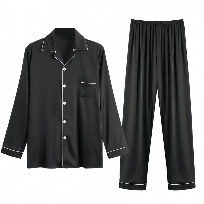 真丝睡衣情侣款大码纯色高级感轻奢风家居服
