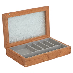 北美樱桃木收纳盒存黄金条首饰品简约精致耳钉戒指手项链实多功能