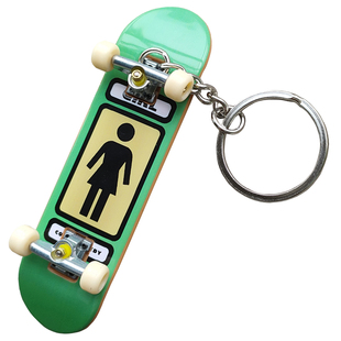 绿色girl迷你指尖手指滑板四轮双翘贴砂纸小滑板青少年钥匙扣包挂