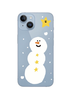 苹果ins卡通雪人星星透明软壳