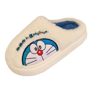 细细条 叮当猫棉拖鞋男女冬季室内居家保暖卡通哆啦A梦情侣毛毛鞋