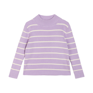小O宝Okids童装宝宝打底毛衣女半高领2025秋冬女童百搭条纹针织衫